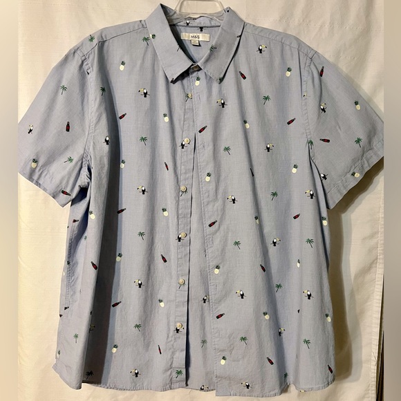 Marks & Spencer men’s s/s button down party shirt XXL (from London) - Picture 1 of 4